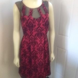 EN FOCUS Studio Red w/ Black velvet Dress Size 8